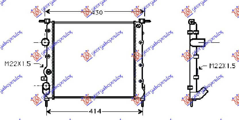 HLADNJAK MOTORA BENZIN (-AC) (35x37) SA PUMPOM (VALEO)