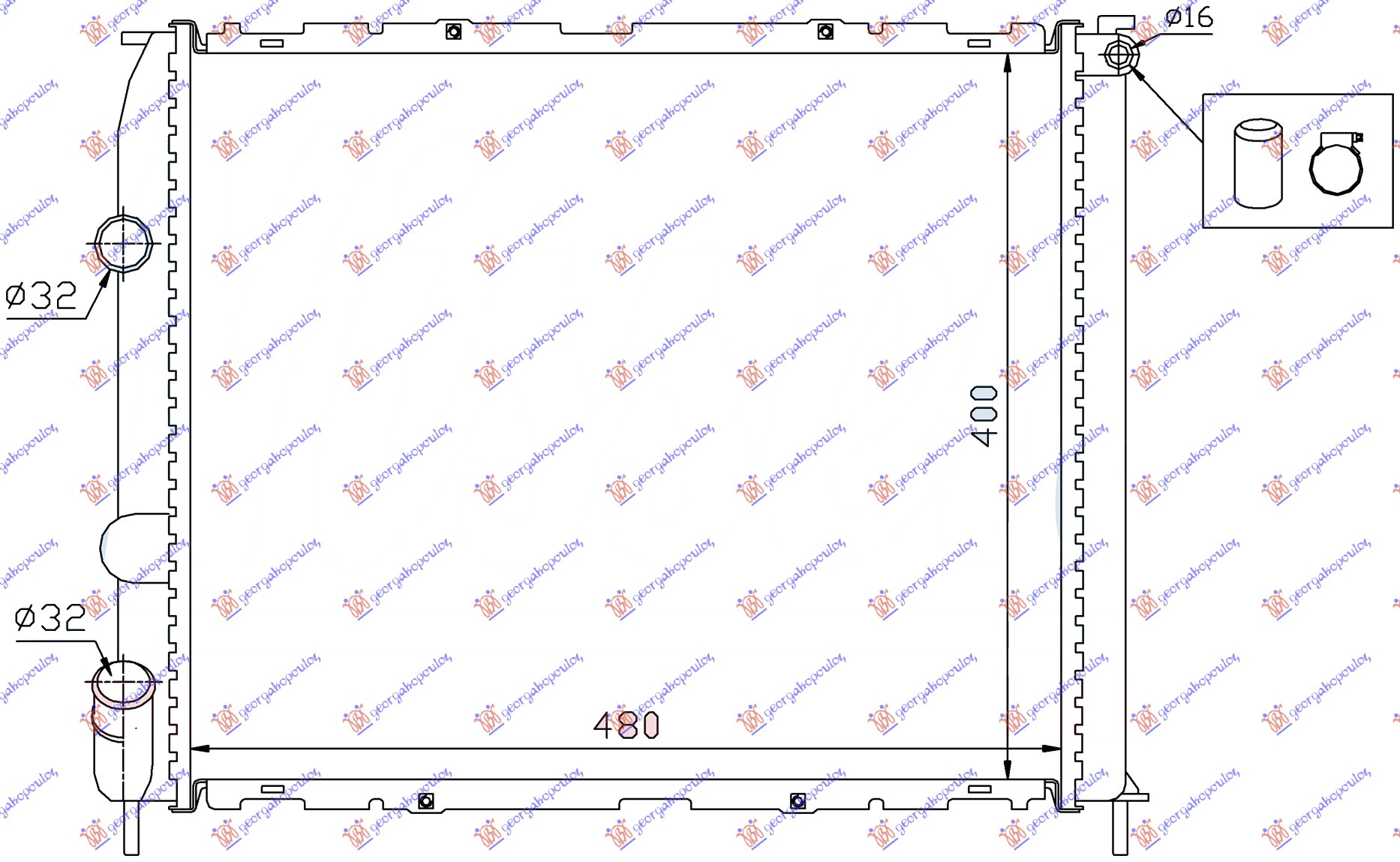 HLADNJAK MOTORA BENZIN (+AC) (48x40x2.8) (MEHANICKI SPOJ) (NISSENS)