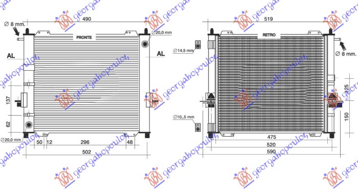 HLADNJAK MOTORA I KLIME 1.2 BENZIN (MANUELNI/AUTOMATSKI) (434x388) 03- (NISSENS)