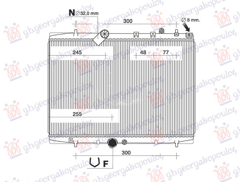 HLADNJAK MOTORA 2.0 HPI BENZIN - 2.2 HDI DIZEL (MAN) (+/-AC) (380x544) (NRF)