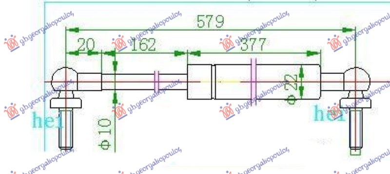 AMORTIZER GEPEK VRATA -05 (L=D) (579L-690N) - DESNO