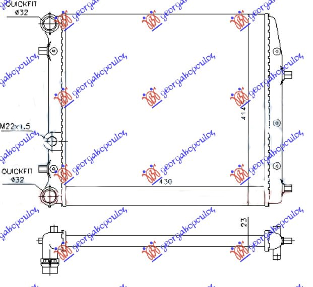 HLADNJAK MOTORA ZA SVE MODELSE (-AC) (43x41) BEZ VENTILATORA (NISSENS)