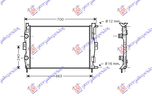 HLADNJAK MOTORA 1.4/1.6 BENZIN (+/-AC) (590x450x18) (NRF)