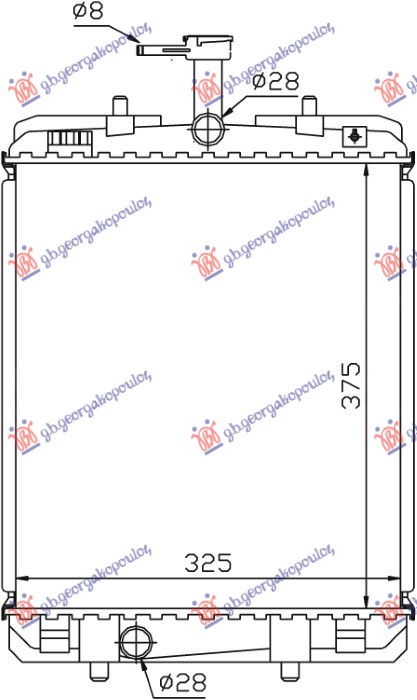 HLADNJAK MOTORA 1.0cc (+/-AC) (374x326) (MARELLI)