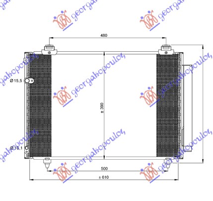 HLADNJAK KLIME BENZIN/DIZEL 04- (610x370x16)