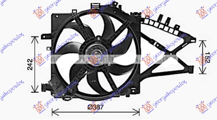 VENTILATOR KOMPLET (1.3/1.7 CDTI DIZEL) (+/-AC) (387mm) (3 PIN) (NISSENS)
