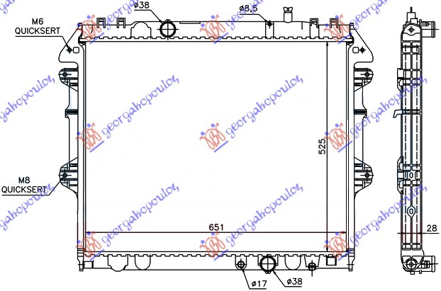 HLADNJAK MOTORA 2.5/3.0 TD (52.5x65) ZATVOREN SISTEM (KOYO)