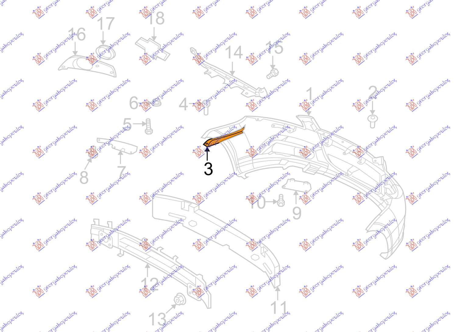 NOSAC PREDNJEG BRANIKA GORNJI BOCNI - DESNO