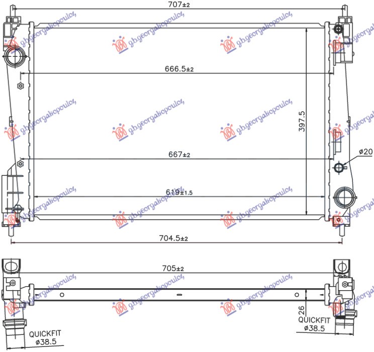 HLADNJAK MOTORA BENZIN/DIZEL (619x398x26)