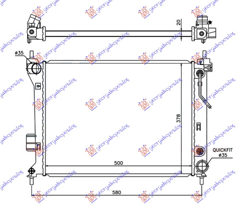 HLADNJAK MOTORA 1.2/1.4/1.6i BENZIN (AUTO) (500x380x26) (VALEO)