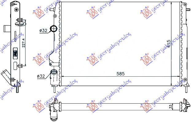HLADNJAK MOTORA 1.6 BENZIN / 1.5 DCI (+AC) (58.5x41.5x34) (NRF)