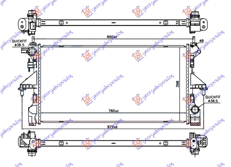 HLADNJAK MOTORA 2.0 BlueHDi DIZEL (MAN) (780x390x32) (NRF)