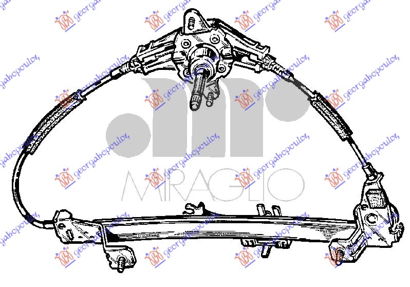 PODIZAC PREDNJEG PROZORA MEHANICKI 3 VRATA (A KVALITET) - DESNO