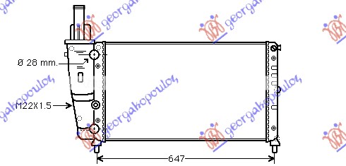 HLADNJAK MOTORA 1.2CC (75) (577x322x23) (MARELLI)