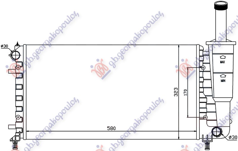 HLADNJAK MOTORA 1.2 8/16V (+/-AC) (58x31.7x18) (MARELLI)