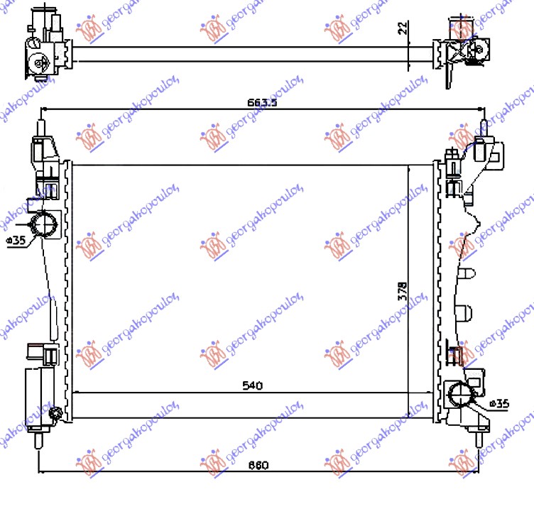 HLADNJAK MOTORA ZA SVE MODELSE BENZIN (MAN/AUTO) (+/-AC) (54x37.5) (VALEO)