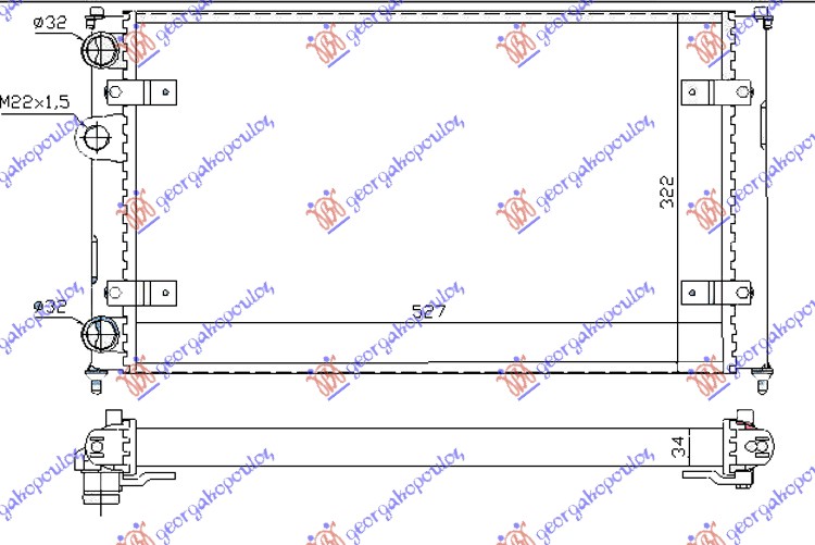 HLADNJAK MOTORA 1.4/1.6 BENZIN - 1.7/1.9 SDi (-AC) (52x32) (VALEO)