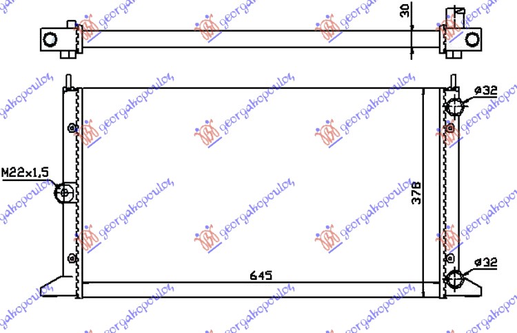 HLADNJAK MOTORA 2.0i 8V 1.9TD (64.5x37.8) -00 (VALEO)