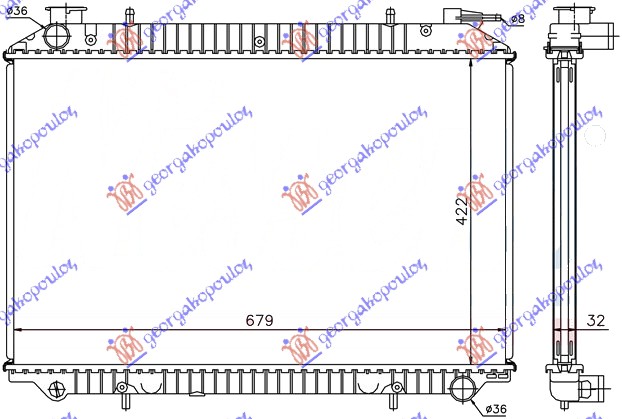 HLADNJAK MOTORA 2.0cc 16v i DIZEL(42.3x68.5) POKLOPAC LEVO