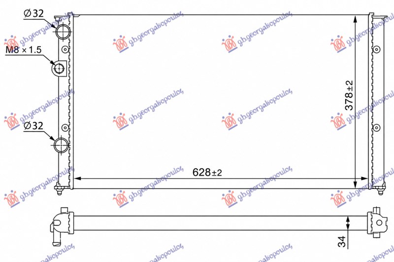 HLADNJAK MOTORA 1.0/1.4 BENZIN - 1.7 DIZEL (628x370) (MEHANICKI SPOJ) (NISSENS)