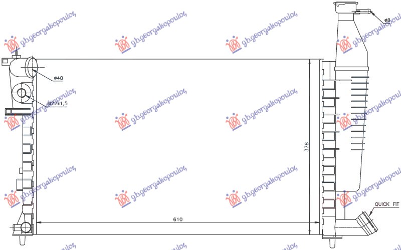 HLADNJAK MOTORA 1.4/1.6/1.8 (+/-AC) (61x37.7x23) (MARELLI)