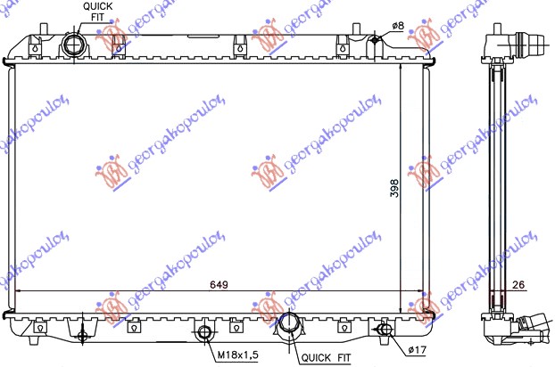 HLADNJAK MOTORA 2.2 CTDi (MAN) (39.5x65x26) (KOYO)