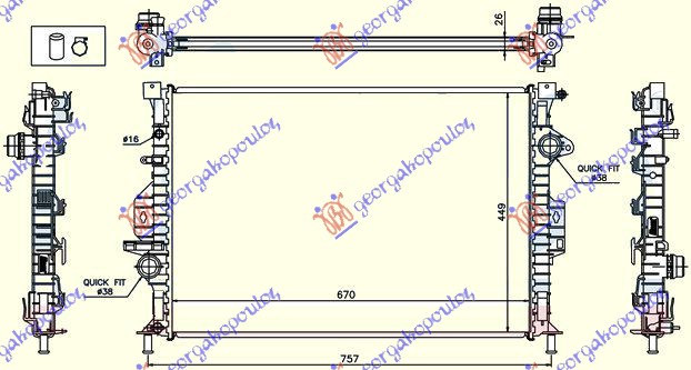HLADNJAK MOTORA ZA SVE MODELSE BENZIN/DIZEL (AUTO) (670x449x26) (NRF)