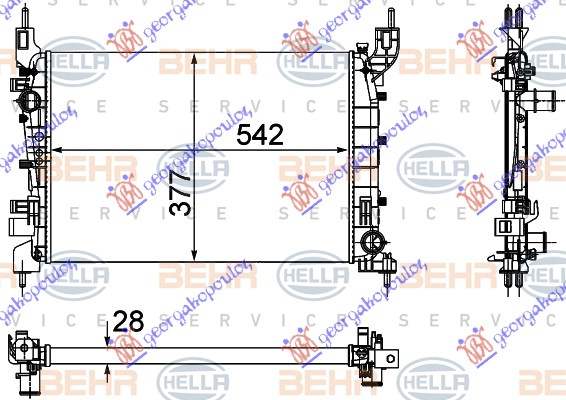 HLADNJAK MOTORA 1.4i 8V (+/-AC) (540x375x28) (MAHLE BEHR)