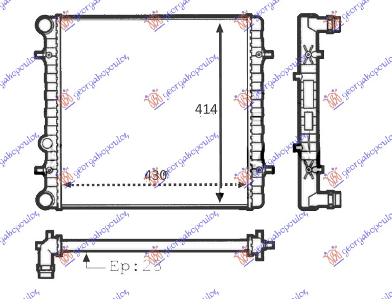 HLADNJAK MOTORA 1.4/1.6 (MAN) (-AC) (43x41.5x2.3) (VALEO)