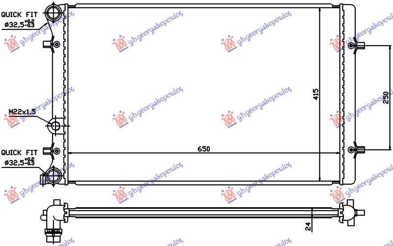 HLADNJAK KLIME BENZIN 1.9 TDI (540x360) (NISSENS)