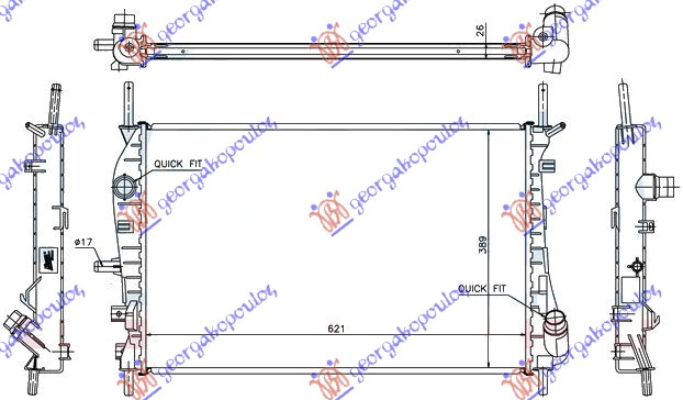 HLADNJAK MOTORA DIZEL (+AC) (62x39.7) 2002- (VALEO)