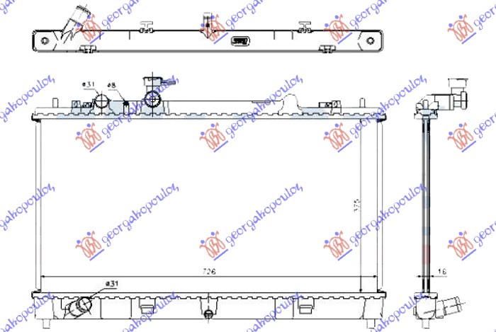 HLADNJAK MOTORA 1.8/2.0 BENZIN (MAN) (375x740x16) (KOYO)