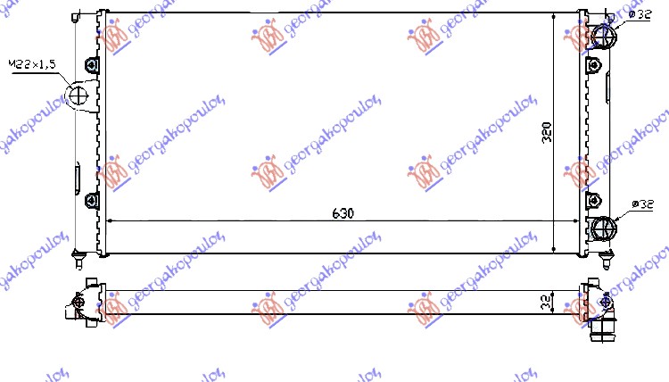 HLADNJAK MOTORA 1.6/1.8/2.0i8V/1.9TDi (630x320x32) (NRF)