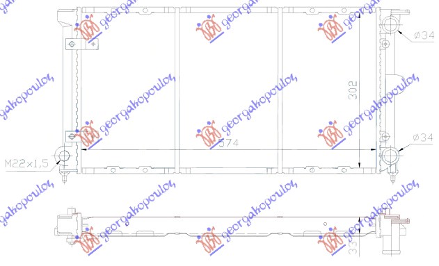 HLADNJAK MOTORA 1.5/1.6/1.8 BENZIN - 1.6 DIZEL (570x320x34) (NISSENS)