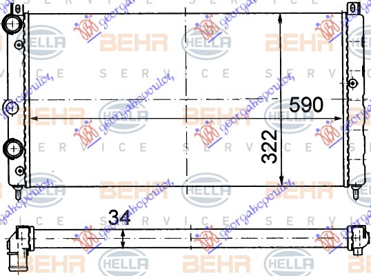 HLADNJAK MOTORA 1.6i 8V 1.9D (59x32) (MAHLE BEHR)