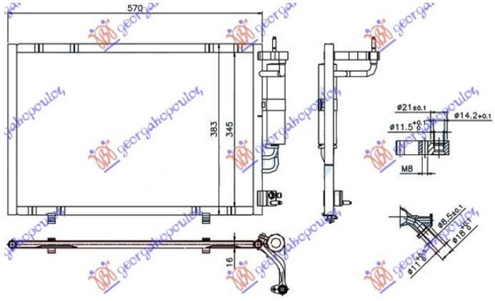 HLADNJAK KLIME BENZIN - 1.4 TDCi (530x350x16) 11- (KOYO)