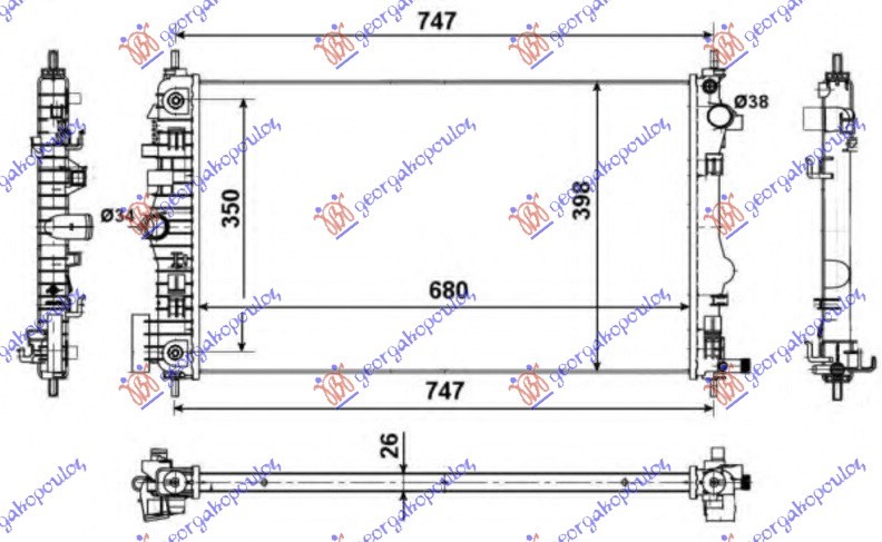 HLADNJAK MOTORA 2.0 DIZEL (MAN) (680x396x26) (VALEO)