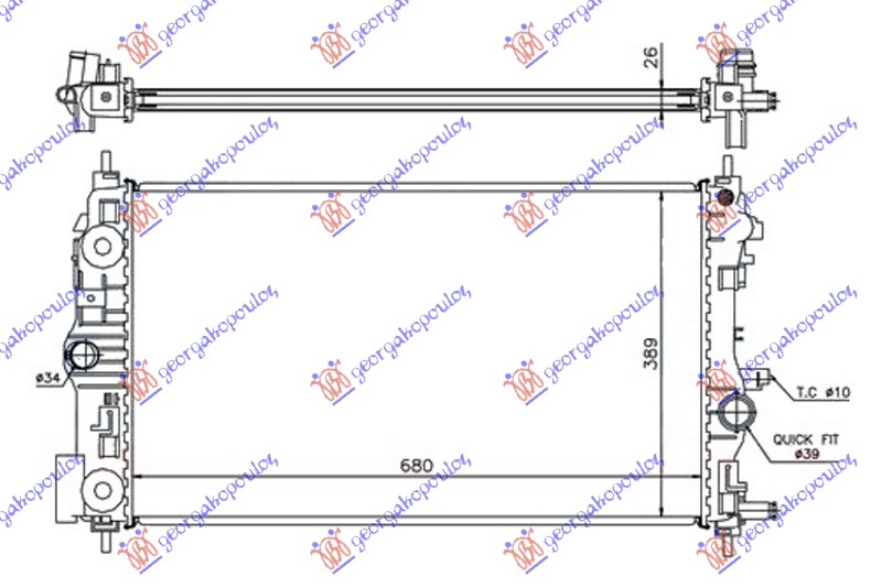 HLADNJAK MOTORA 1.4 TURBO (A14NET-B14NET) BENZIN (MAN) (680x390x26) (VALEO)