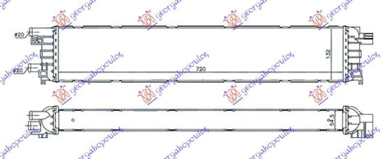 HLADNJAK MOTORA DODATNI 3.0 TFSI/S4 BENZIN - 2.0 TDi DIZEL (720x132x55) (NRF)