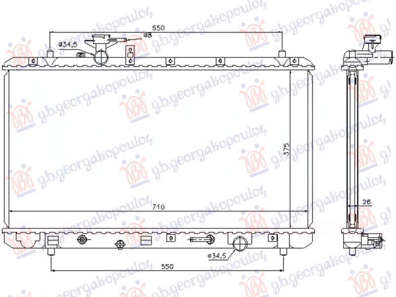 HLADNJAK MOTORA 2.0 BENZIN (MAN/AUTO) (375x710x26) (NISSENS)