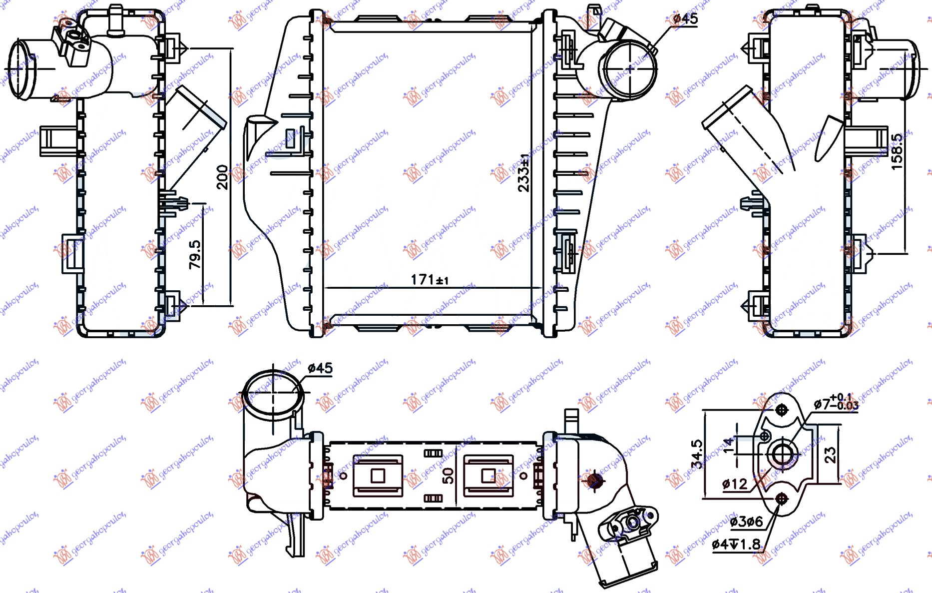HLADNJAK INTERKULERA 1.0i TURBO (171x233x50)