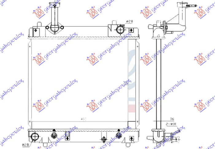 HLADNJAK MOTORA 1.0 BENZIN (AUTO) (350x400x16) (KOYO)