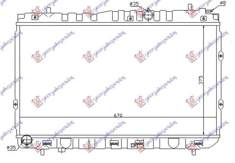 HLADNJAK MOTORA 1.5 CRDi DIZEL (375x670x16) (NISSENS)