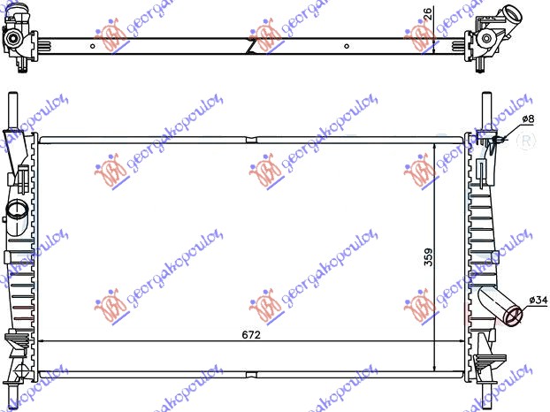 HLADNJAK MOTORA 2.4 DIZEL (-AC) (620x400x26) (NRF)