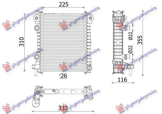 HLADNJAK MOTORA DODATNI 2.0/2.9 BENZIN (225x310x26)