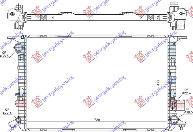 HLADNJAK MOTORA 2.0/3.0 TFSi HIBRID - 2.5 FSi BENZIN - 3.0 TDi DIZEL (720x470x32