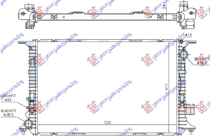 HLADNJAK MOTORA 4.0 TFSi 4.2-6.3 FSi BENZIN / 4.2 TDi DIZEL (720x470x32) (NRF)