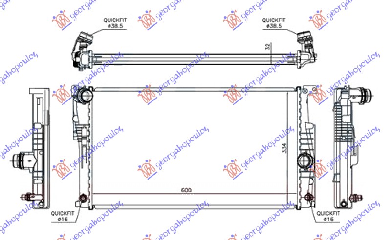 HLADNJAK MOTORA 1.5/2.0/3.0 (118i/ (125i N20 MOTOR) /135i) BENZIN (AUTO) (600x33