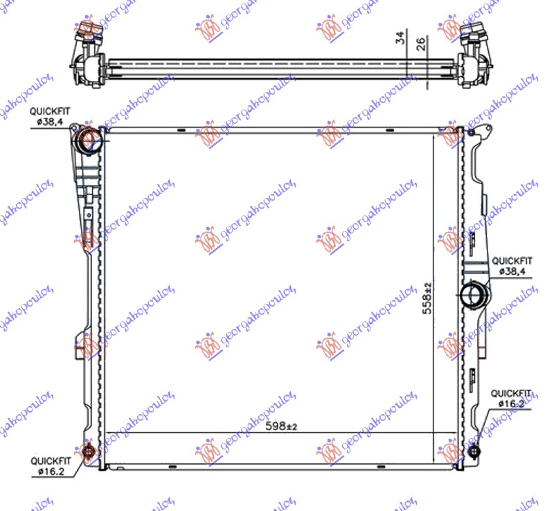 HLADNJAK MOTORA 3.0 (28iX KIN N52B30) BENZIN (AUTO) (600x560x26) (NISSENS)