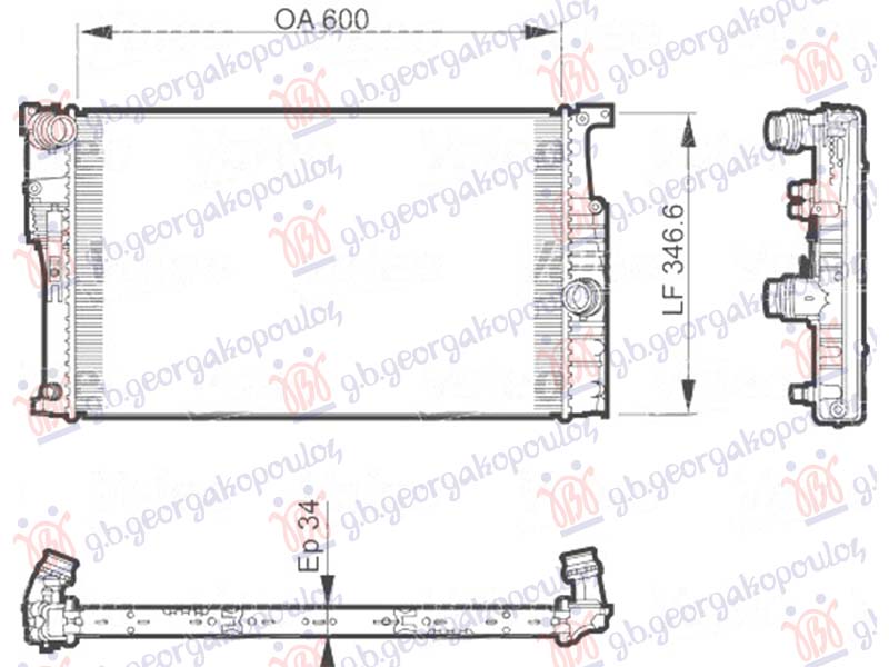 HLADNJAK MOTORA 3.0 (330d) DIZEL (AUTO) (600x330x26) (3 CEVI) (NRF)
